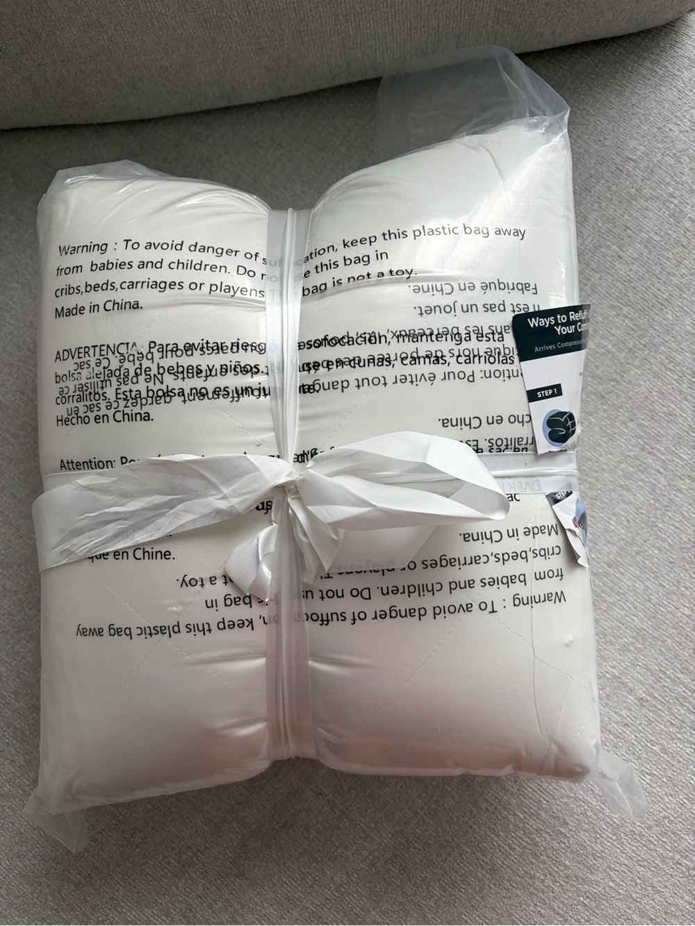 New White Quilted Down Alternative Comforter – Compressed Packaging